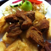 Fried Pork Rinds with Yuca Cubes