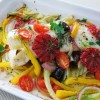 Grilled Cod Fish with Onions and Peppers